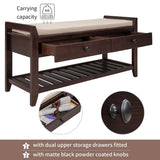 Multipurpose Entryway Shoe Rack With Cushioned Seat And Drawers