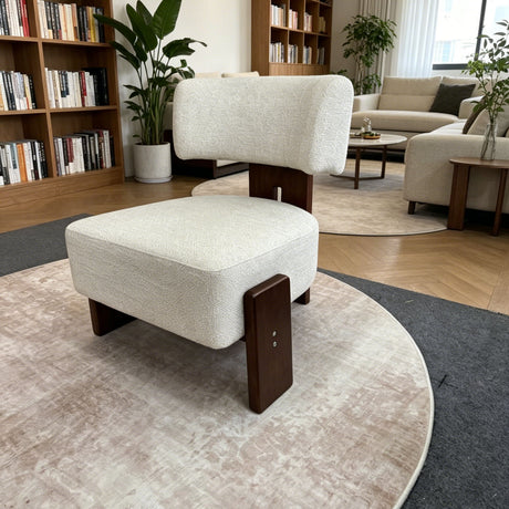 Geometric Armless Accent Chair - Beige / Brown