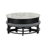 Rounded Storage Coffee Table With 3 Stools