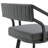 Capri - 26" Swivel Modern Black Metal And Slate Gray Faux Leather Barstool