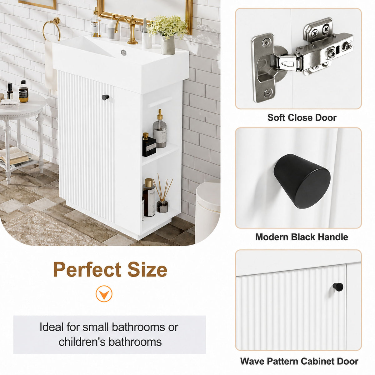 Bathroom Vanity With Sink, Freestanding Wood Grain Cabinet With Storage