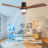 52" Ceiling Fan With Dimmable LED Light, 6 Speed DC Motor, 3 Blades