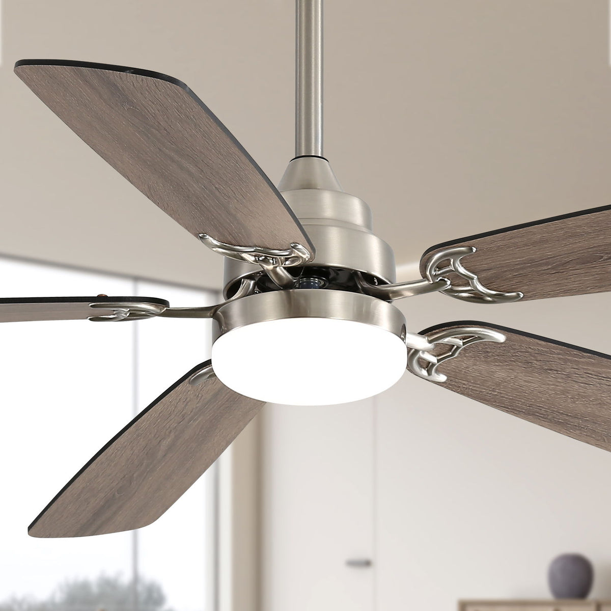 52" Ceiling Fan With LED Light, 6 Speed Remote Control, Reversible DC Motor