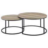 Arrize - 2 Piece Round Nesting Coffee Table Set - Pine Wood