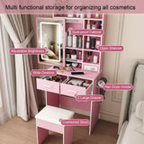 Small Makeup Vanity Desk With Adjustable LED Lights
