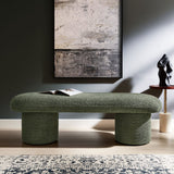 56 Inch Chenille Upholstered Bench with Cylindrical Legs and Overhang Seat - Benches available at Alpine Outlets in Denver