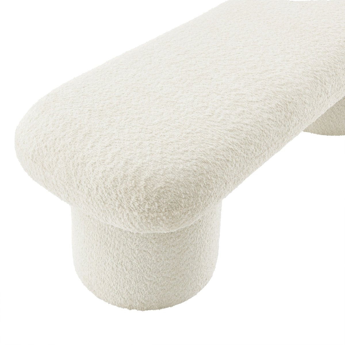 56 Inch Chenille Upholstered Bench with Cylindrical Legs and Overhang Seat - Benches available at Alpine Outlets in Denver