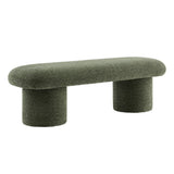 56 Inch Chenille Upholstered Bench with Cylindrical Legs and Overhang Seat - Benches available at Alpine Outlets in Denver