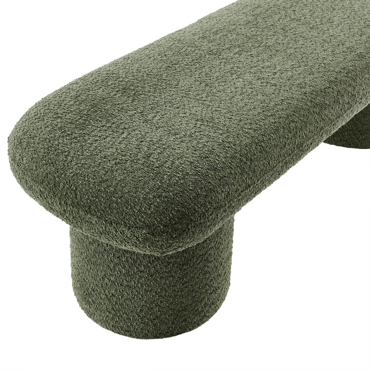 56 Inch Chenille Upholstered Bench with Cylindrical Legs and Overhang Seat - Benches available at Alpine Outlets in Denver