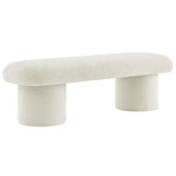 56 Inch Chenille Upholstered Bench with Cylindrical Legs and Overhang Seat - Benches available at Alpine Outlets in Denver