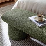 56 Inch Chenille Upholstered Bench with Cylindrical Legs and Overhang Seat - Benches available at Alpine Outlets in Denver