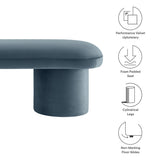56 Inch Performance Velvet Bench with Cylindrical Legs and Overhang Seat - Benches available at Alpine Outlets in Denver