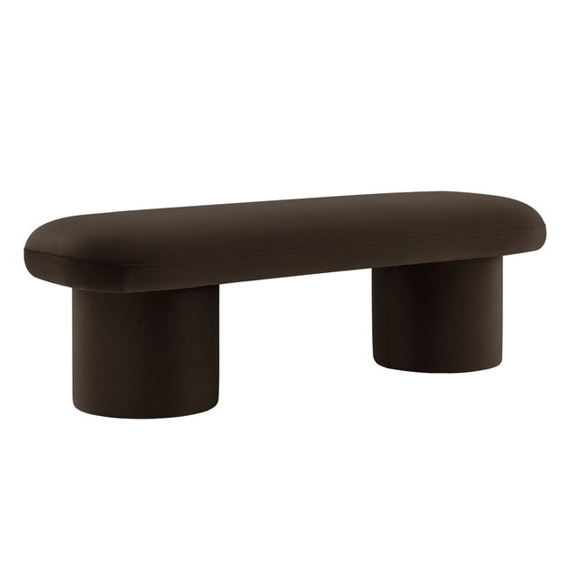 56 Inch Performance Velvet Bench with Cylindrical Legs and Overhang Seat - Benches available at Alpine Outlets in Denver
