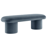 56 Inch Performance Velvet Bench with Cylindrical Legs and Overhang Seat - Benches available at Alpine Outlets in Denver