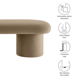 56 Inch Performance Velvet Bench with Cylindrical Legs and Overhang Seat - Benches available at Alpine Outlets in Denver