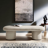 56 Inch Performance Velvet Bench with Cylindrical Legs and Overhang Seat - Benches available at Alpine Outlets in Denver