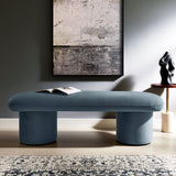 56 Inch Performance Velvet Bench with Cylindrical Legs and Overhang Seat - Benches available at Alpine Outlets in Denver