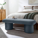 56 Inch Performance Velvet Bench with Cylindrical Legs and Overhang Seat - Benches available at Alpine Outlets in Denver