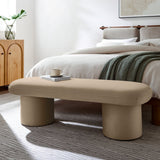 56 Inch Performance Velvet Bench with Cylindrical Legs and Overhang Seat - Benches available at Alpine Outlets in Denver