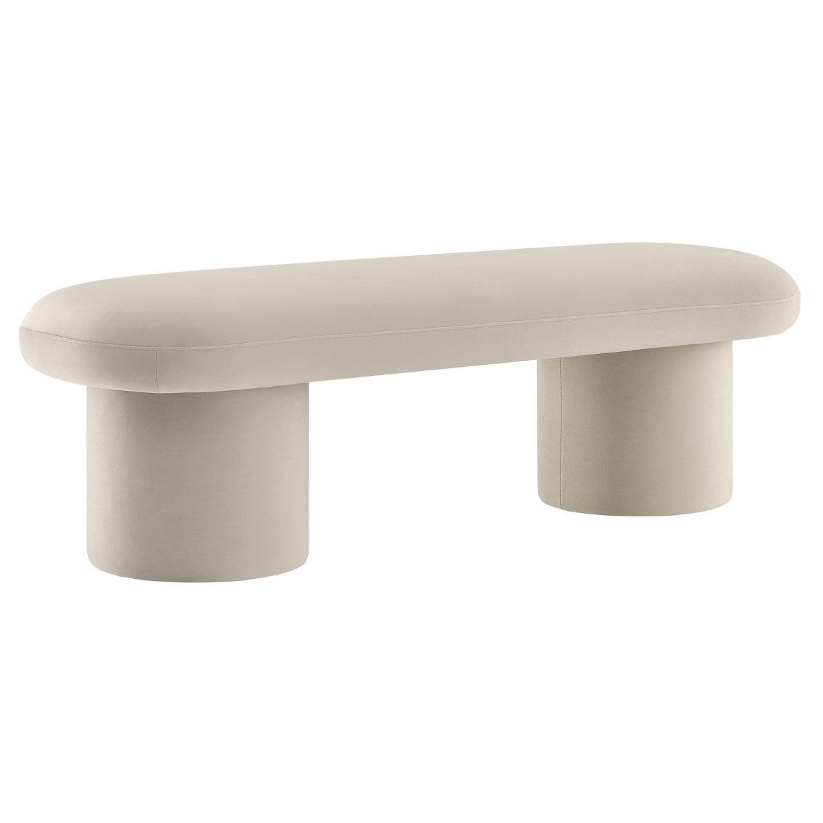 56 Inch Performance Velvet Bench with Cylindrical Legs and Overhang Seat - Benches available at Alpine Outlets in Denver