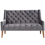 56 Inch Performance Velvet Loveseat with Nailhead Detail - Loveseats available at Alpine Outlets in Denver