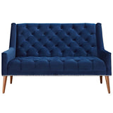 56 Inch Performance Velvet Loveseat with Nailhead Detail - Loveseats available at Alpine Outlets in Denver
