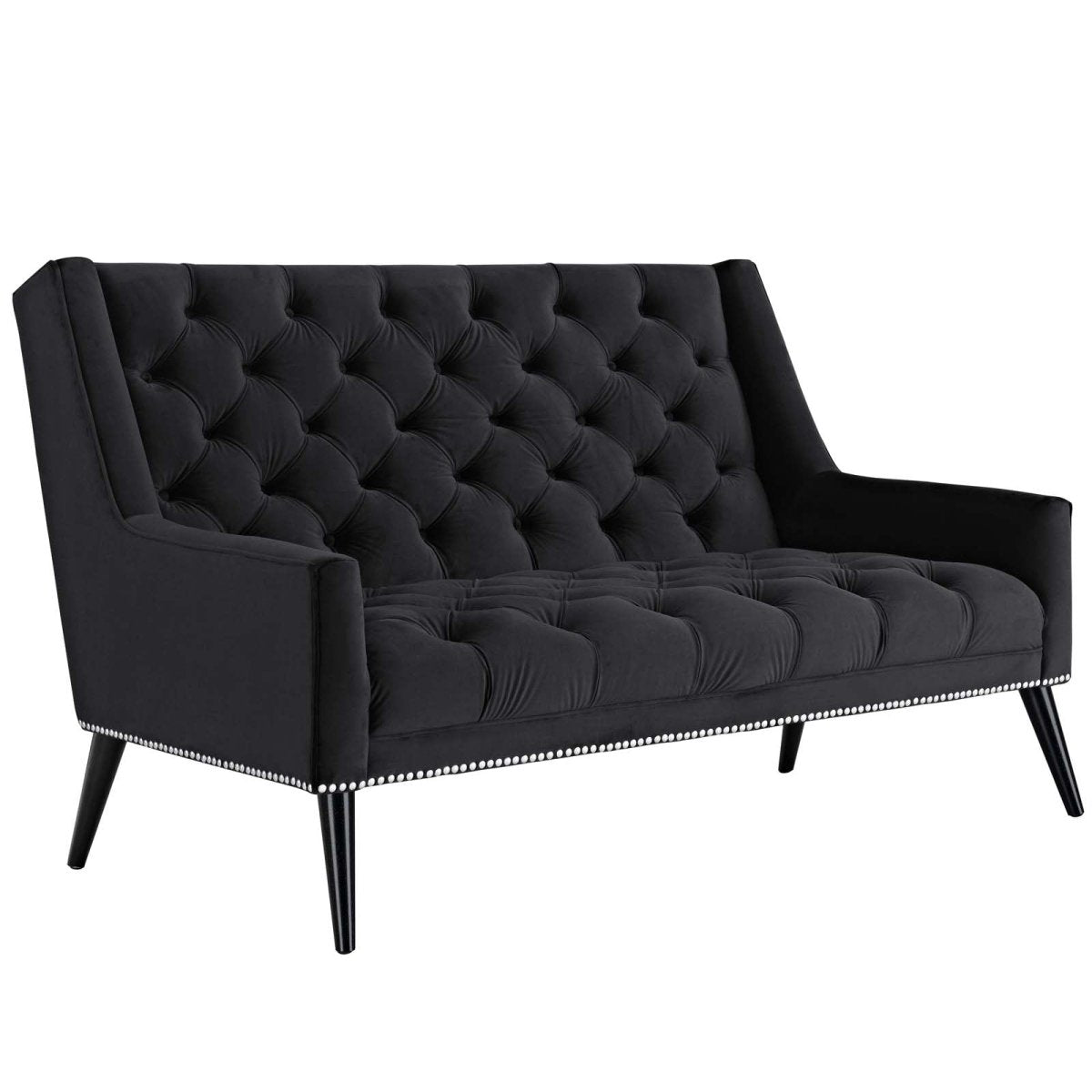56 Inch Performance Velvet Loveseat with Nailhead Detail - Loveseats available at Alpine Outlets in Denver