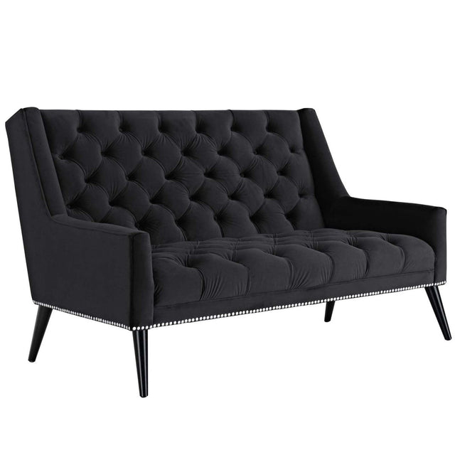 56 Inch Performance Velvet Loveseat with Nailhead Detail - Loveseats available at Alpine Outlets in Denver
