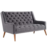 56 Inch Performance Velvet Loveseat with Nailhead Detail - Loveseats available at Alpine Outlets in Denver