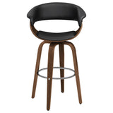 Swivel Bar Stool Elegant Design With Upholstery - Walnut