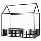 Metal House Bed With Fence And Door
