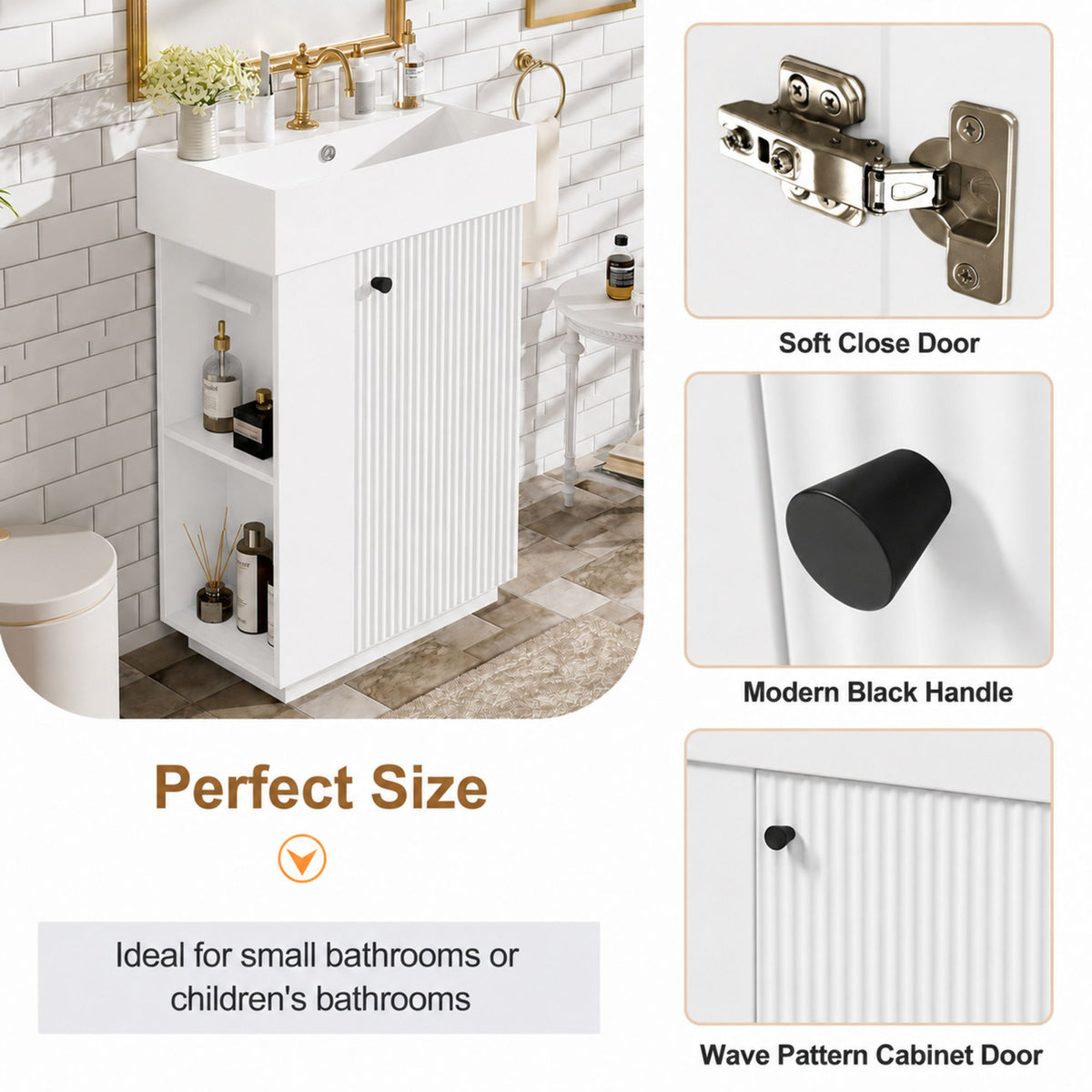 Bathroom Vanity With Sink, Freestanding Wood Grain Cabinet With Storage