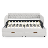 Daybed With Trundle And Storage Drawers, Flat Arms With Pocket