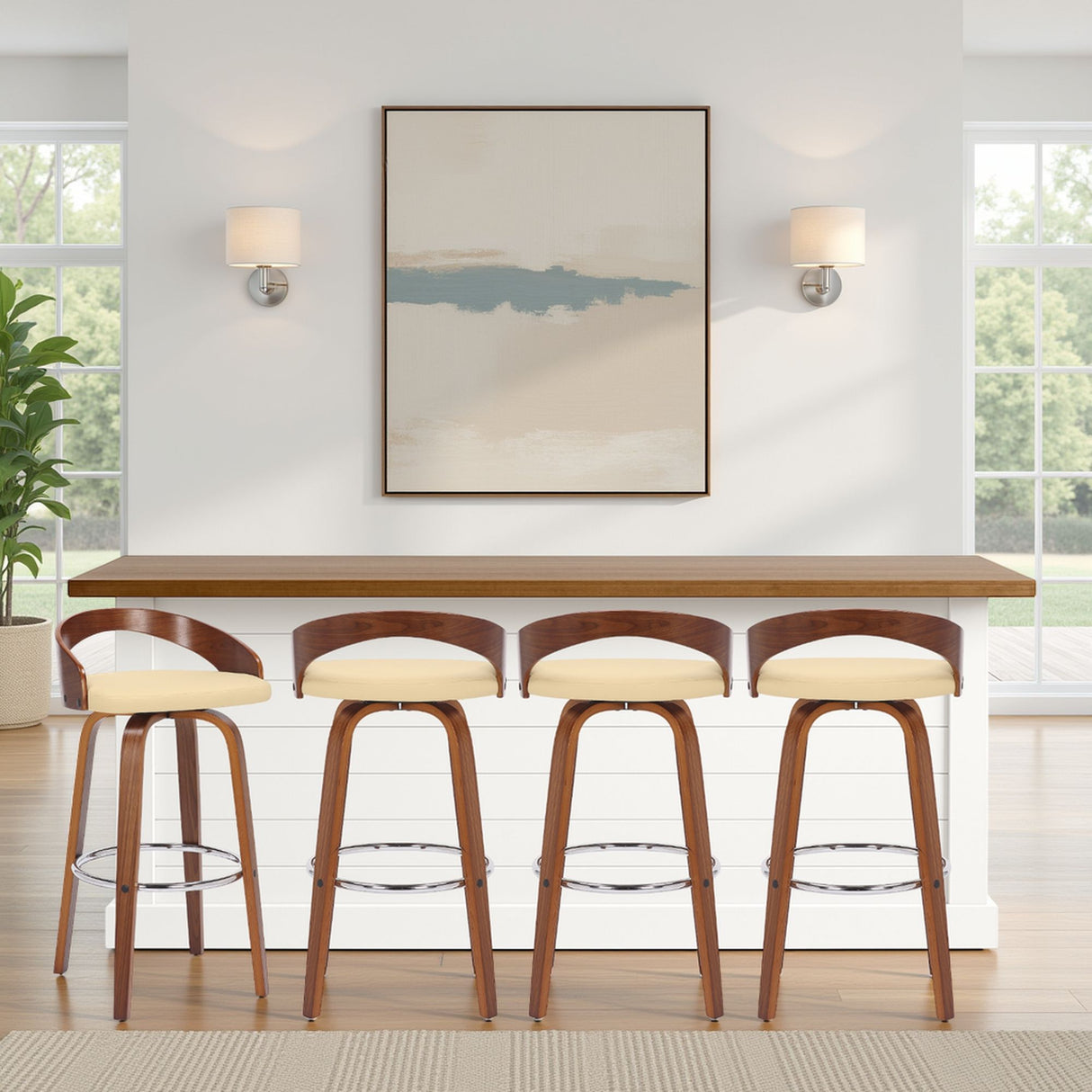 Sonia - 30" Bar Height Swivel Bar Stool - Walnut Wood