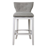 Upholstered Swivel Stool With Back