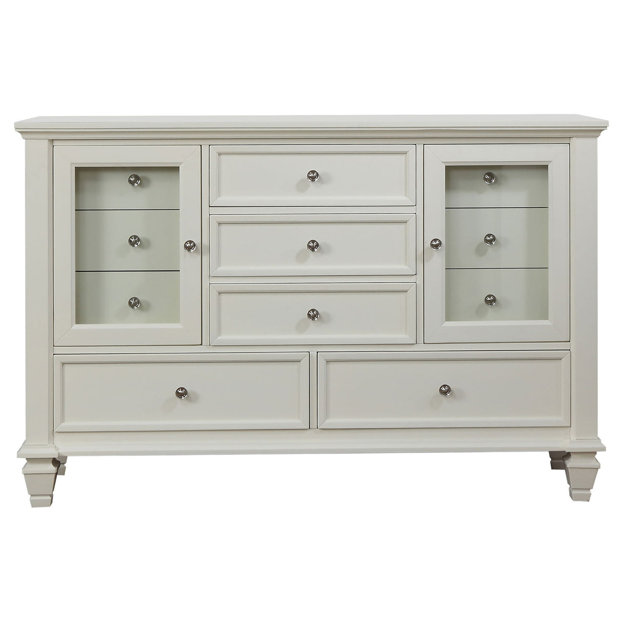 Cortina - 4 Piece Queen Bedroom Set With Ornate Panels And Storage - Cream White