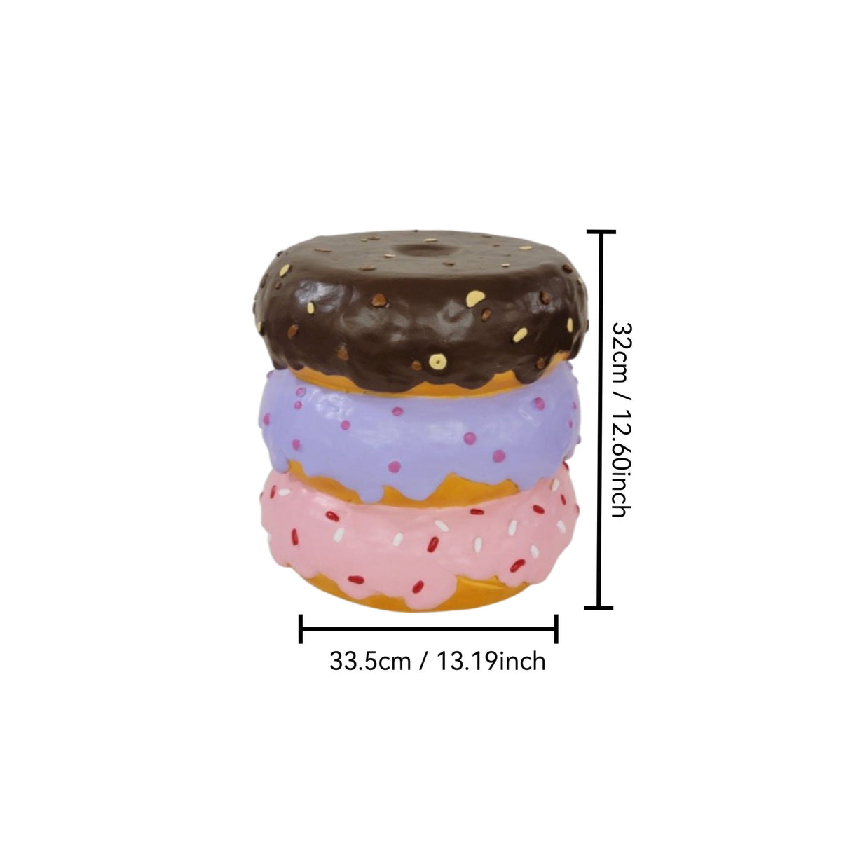 Stacked Donut Stool With Sprinkles Detail, Figurine Seat For Indoor Outdoor Decor - Light Natural