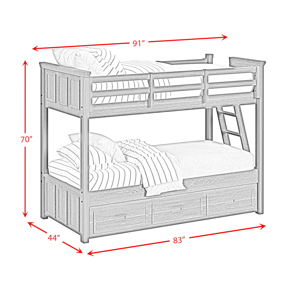Hampton Kids - Bunk With Ladder And Trundle