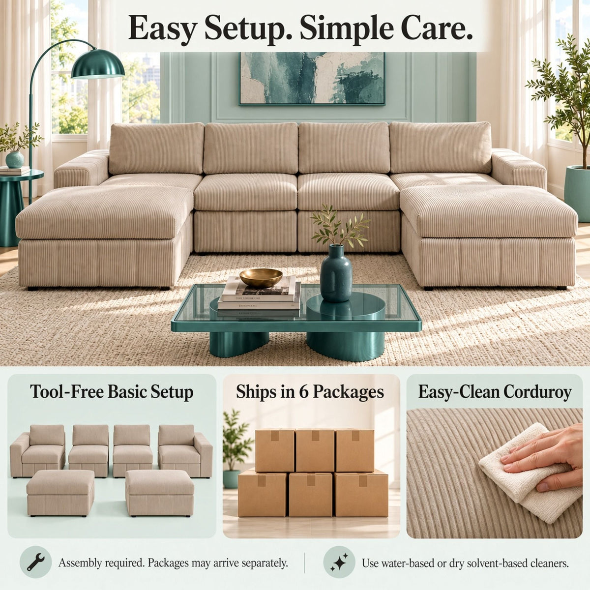 Modular Sectional Sofa, Reversible Set