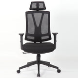 Office Chair With Adjustable Headrest & Back, High Back Swivel Desk Chair - Black