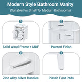 Modern Bathroom Vanity With Sink, Flip Drawer & 3 Drawers, Soft Close Hinges, Adjustable Shelf