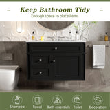 Wall Mounted Bathroom Vanity With 2 Drawers, 1 Tip Out Drawer, 3 Holes Sink
