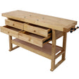 Workbench With 4 Drawers Wooden Workbench For Garage Workshop And Home - Natural - Workbenches - Alpine Outlets