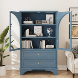 Glass Door Display Case With 2 Drawers And Adjustable Shelf
