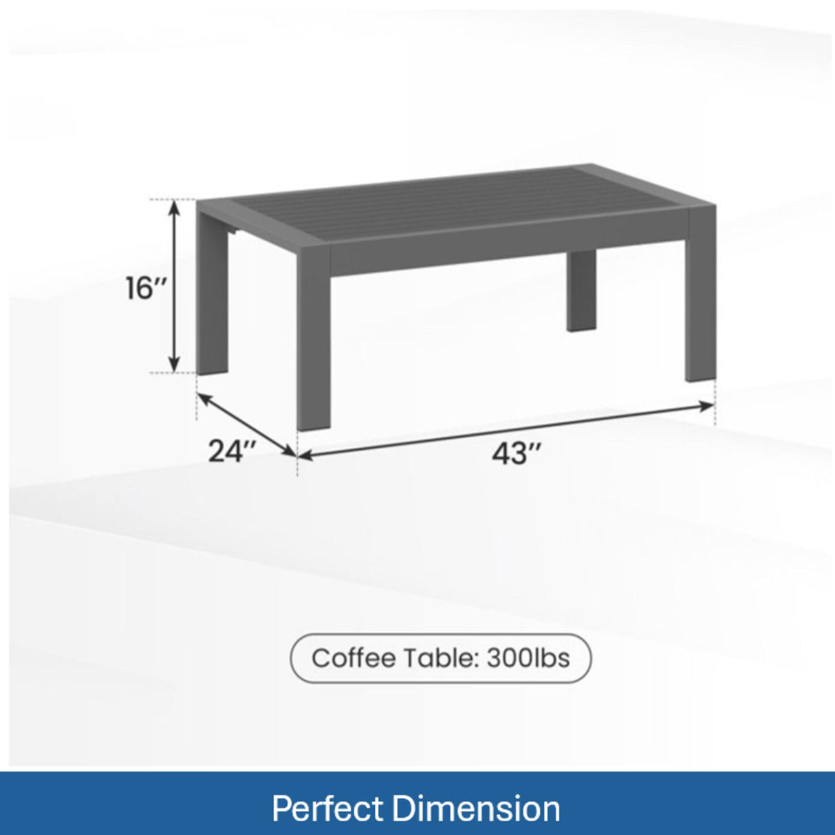All-Weather Outdoor Coffee Table With Wood-Look Top