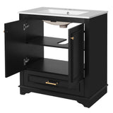 Bathroom Vanity With Sink, Cabinet & 2 Soft Closing Doors & Adjustable Shelf