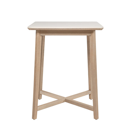 Darling - 34" Square Outdoor Pub Table - Superstone & Eucalyptus