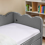 Gingham Daybed With USB Charging Port, Wave-Shaped Design