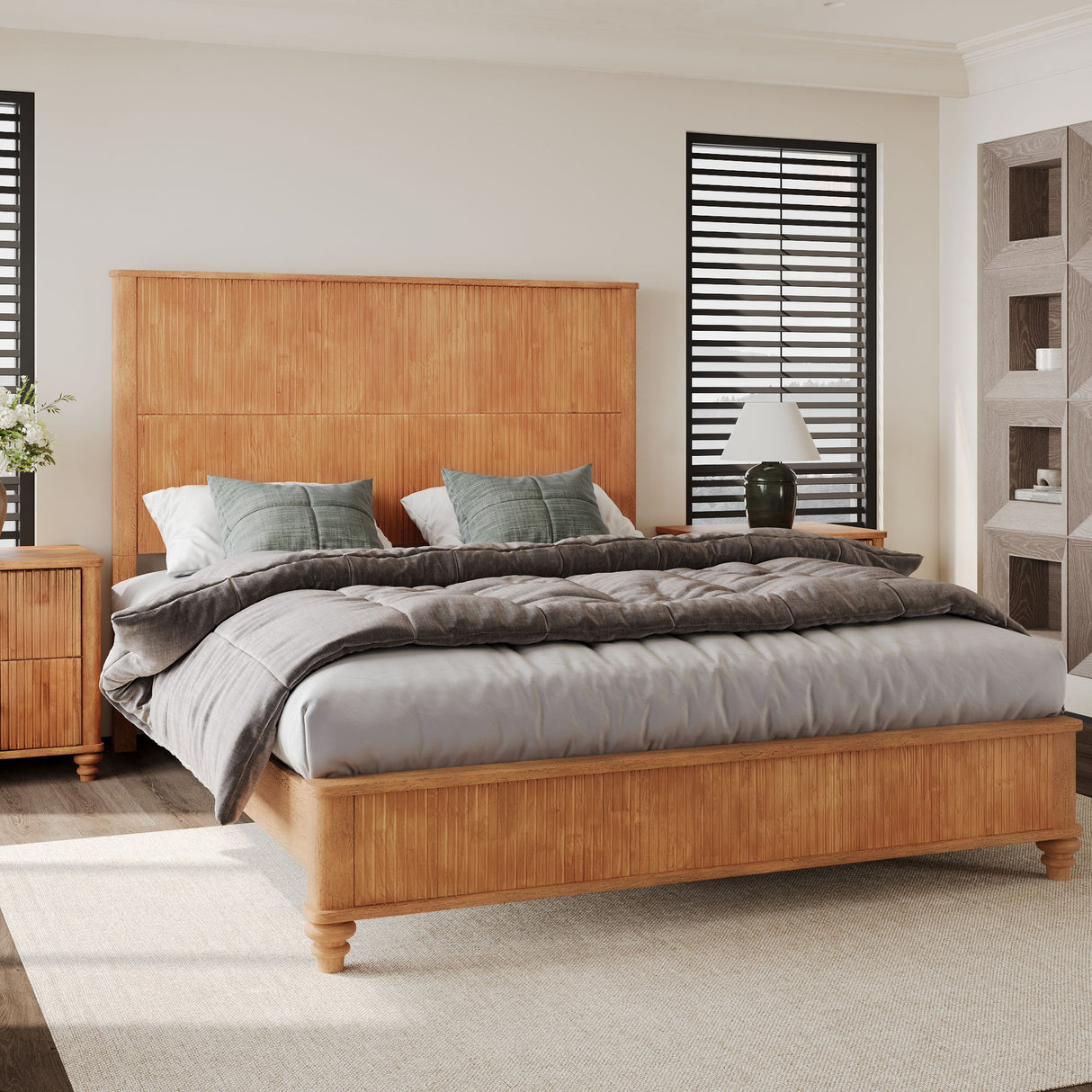 Platform Bed Frame & Tall Headboard