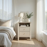 Fluted Nightstand With 2 Drawers